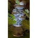 Indoor &amp; Outdoor Water Fountain, Modern Tiered Waterfall with Quiet Pump and LED Lighting, Decorative Accent for Living Room, Garden, Balcony &amp; Office(55 x 40 x105 cm) (Stone Grey)