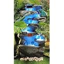 Indoor &amp; Outdoor Water Fountain, Modern Tiered Waterfall with Quiet Pump and LED Lighting, Decorative Accent for Living Room, Garden, Balcony &amp; Office(55 x 40 x105 cm) (Grey)