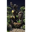 Indoor &amp; Outdoor Water Fountain, Modern Tiered Waterfall with Quiet Pump and LED Lighting, Decorative Accent for Living Room, Garden, Balcony &amp; Office(55 x 40 x105 cm) (Tree Brown)