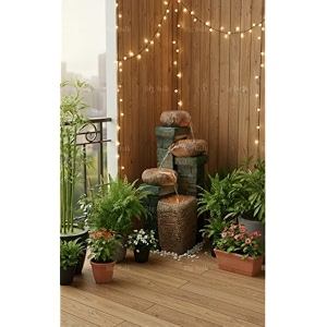 indoor amp outdoor water fountain modern tiered waterfall with quiet pump and led lighting decorative accent for living room garden balcony amp office55 x 40 x105 cm antique golden