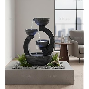 indoor amp outdoor water fountain modern tiered waterfall with quiet pump and led lighting decorative accent for living room garden balcony amp office55 x 40 x105 cm antique grey