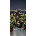 Indoor &amp; Outdoor Water Fountain, Modern Tiered Waterfall with Quiet Pump and LED Lighting, Decorative Accent for Living Room, Garden, Balcony &amp; Office(55 x 40 x105 cm) (Black)