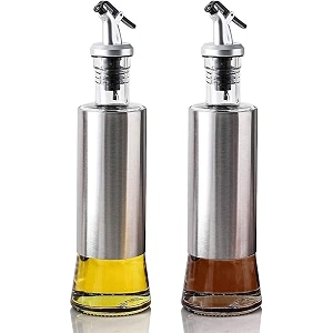 glass oil dispenser with steel cover seasoning bottle pack of 2 steel cover 500ml