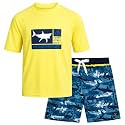 Big Chill Boys 2-Piece UPF 50 Short Sleeve Rash Guard & Swim Trunks