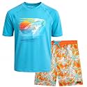 Big Chill Boys 2-Piece UPF 50 Short Sleeve Rash Guard & Swim Trunks