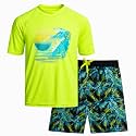 Big Chill Boys 2-Piece UPF 50 Short Sleeve Rash Guard & Swim Trunks