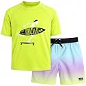Big Chill Boys 2-Piece UPF 50 Short Sleeve Rash Guard & Swim Trunks
