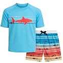 Big Chill Boys 2-Piece UPF 50 Short Sleeve Rash Guard & Swim Trunks