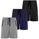 BIG ELEPHANT Boys Cotton Athletic Shorts with Zipper Pockets &amp; Drawstring