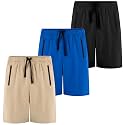 BIG ELEPHANT Boys Cotton Athletic Shorts with Zipper Pockets &amp; Drawstring