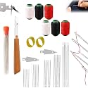 Big Eye Steel Sewing Needles Kit, 37PCS Stainless Steel Sewing Needle Kit, Portable Sewing Needles Large Eye Hand Sewing, Needles Thread Hand Repair Tools for Leather Sewing DIY Daily Use (1 Set)