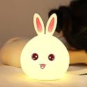 TEKCOOL Big Face Rabbit Silicone Night Light - Color Changing LED Cute Lamp with Touch Sensor Control | USB Rechargeable, Perfect Decoration for Kids Bedroom Decor, Gifts for Baby, Children