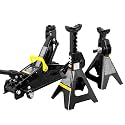 Big RED AT82001BR Hydraulic Trolley Service/Floor Jack Combo with 2 Jack Stands, 2 Ton (4,000 lb), Black