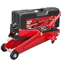 Big RED 2.5 Ton Low Profile Floor Jack, Portable Hydraulic Trolley Floor Service Jack with Blow Mold Carrying Storage Case, Red