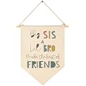 Big Sis Lil Bro Make The Best Friends-Big Sister,Little Brother-Sibling Wall Gift for Baby Boys Girl Kids-Canvas Pennant Banner Pennant Wall Decor Gift for Nursery Baby Room Playroom