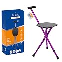 BigAlex Alloy Folding Cane with Seat, Lightweight Adjustable Walking Cane with Seat, Cane Seat with LED for Seniors, Cane Chair for Woman/Man,Anti-Slip Walking Stick for Seniors