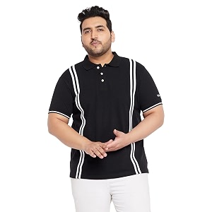 Bigbanana Men Plus Size Striped Black Short