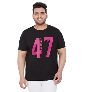 Bigbanana Plus Size Mens Round Neck Printed