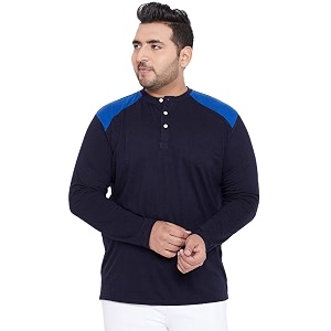 Bigbanana Plus Size Mens Henley T-Shirt