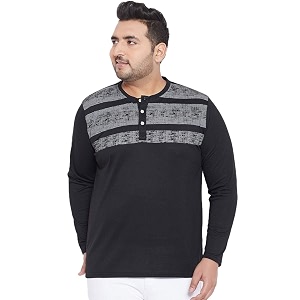 Bigbanana Plus Size Mens Henley T-Shirt