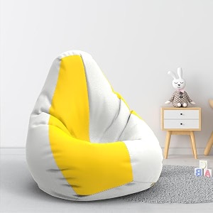 biggie bean bag 1xl bean bag chair with beans filled-perfect for living roombedroomstudy-sale designregular-white yellow-faux leather