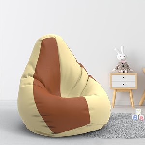 biggie bean bag 1xl bean bag chair with beans filled-perfect for living roombedroomstudy-sale designregular-cream tan-brown-faux leather