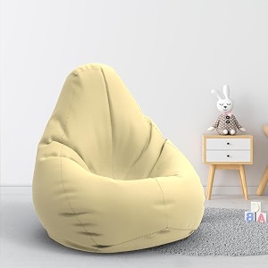 biggie bean bag 1xl bean bag chair with beans filled-perfect for living roombedroomstudy-sale designregular-cream-faux leather