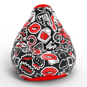 biggie bean bag 1xl bean bag chair with beans filled-perfect for living roombedroomstudy-sale designprinted - full-chic - f - black red