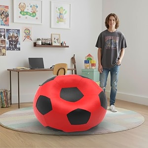 biggie bean bag 1xl bean bag chair with beans filled-perfect for living roombedroomstudy-sale designregular-red black-faux leather