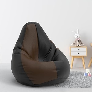 biggie bean bag 1xl bean bag chair with beans filled-perfect for living roombedroomstudy-sale designregular-black brown-faux leather