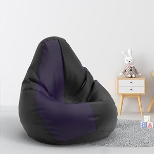 biggie bean bag 1xl bean bag chair with beans filled-perfect for living roombedroomstudy-sale designregular-black indigo-faux leather
