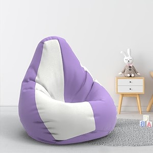 biggie bean bag 1xl bean bag chair with beans filled-perfect for living roombedroomstudy-sale designregular-lavender white-faux leather