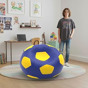 biggie bean bag 1xl bean bag chair with beans filled-perfect for living roombedroomstudy-sale designregular-blue yellow-faux leather