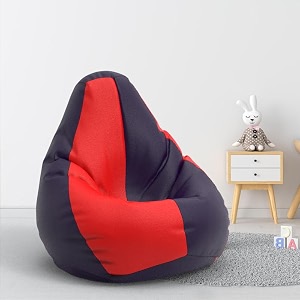 biggie bean bag 1xl bean bag chair with beans filled-perfect for living roombedroomstudy-sale designregular-indigo red-faux leather
