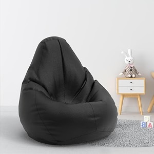 biggie bean bag 1xl bean bag chair with beans filled-perfect for living roombedroomstudy-sale designregular-black-faux leather