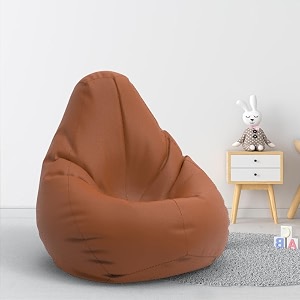 biggie bean bag 1xl bean bag chair with beans filled-perfect for living roombedroomstudy-sale designregular-tan-brown-faux leather