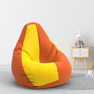 biggie bean bag 1xl bean bag chair with beans filled-perfect for living roombedroomstudy-sale designregular-orange yellow-faux leather