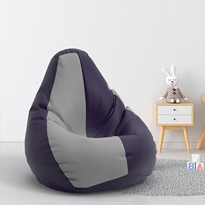 biggie bean bag 1xl bean bag chair with beans filled-perfect for living roombedroomstudy-sale designregular-indigo light-grey-faux leather