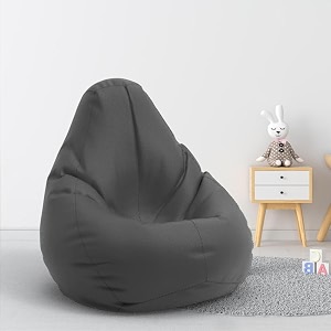 biggie bean bag 1xl bean bag chair with beans filled-perfect for living roombedroomstudy-sale designregular-dark-grey-faux leather