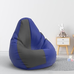 biggie bean bag 1xl bean bag chair with beans filled-perfect for living roombedroomstudy-sale designregular-blue dark-grey-faux leather
