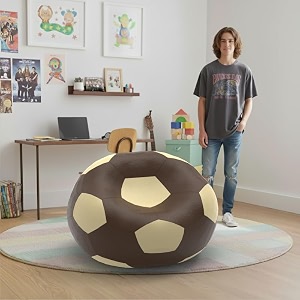 biggie bean bag 1xl bean bag chair with beans filled-perfect for living roombedroomstudy-sale designregular-brown cream-faux leather