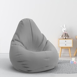 biggie bean bag 1xl bean bag chair with beans filled-perfect for living roombedroomstudy-sale designregular-light-grey-faux leather