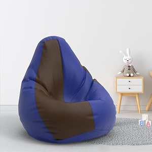 biggie bean bag 1xl bean bag chair with beans filled-perfect for living roombedroomstudy-sale designregular-blue brown-faux leather