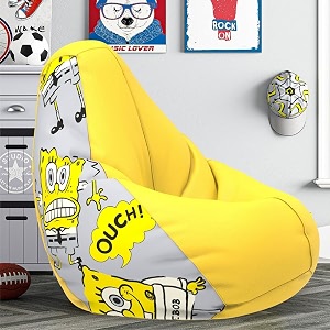 biggie bean bag 1xl bean bag chair with beans filled-perfect for living roombedroomstudy-sale designprinted - sopngebob-sbsp-artwork 5 - yellow