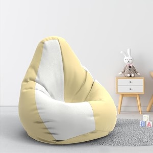 biggie bean bag 1xl bean bag chair with beans filled-perfect for living roombedroomstudy-sale designregular-cream white-faux leather