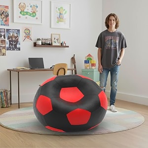 biggie bean bag 1xl bean bag chair with beans filled-perfect for living roombedroomstudy-sale designregular-black red-faux leather