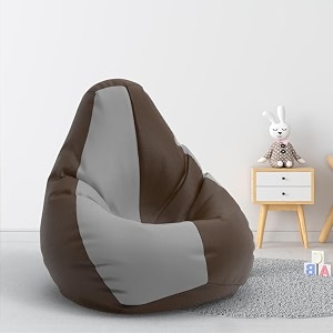biggie bean bag 1xl bean bag chair with beans filled-perfect for living roombedroomstudy-sale designregular-brown light-grey-faux leather