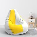 Biggie Bean Bag 1Xl Bean Bag Chair with Beans Filled-Perfect for Living Room,Bedroom,Study-Sale Design(Regular-White Yellow)-Faux Leather