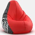 Biggie Bean Bag 1Xl Bean Bag Chair with Beans Filled-Perfect for Living Room,Bedroom,Study-Sale Design(Printed - Raodie -Raodie-Artwork 4 - Red)-Faux Leather