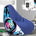 Biggie Bean Bag 1Xl Bean Bag Chair with Beans Filled-Perfect for Living Room,Bedroom,Study-Sale Design(Printed - MTTVV-MTTVV_Artwork-2 - Blue)-Faux Leather